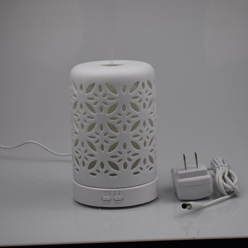 4d65adb8468b30a04601a359b1c43886.jpg White Floral-Cutout Ceramic Humidifier - Image 1